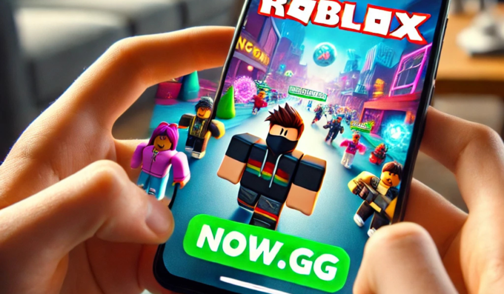 Playing Roblox on now.gg using a mobile browser.